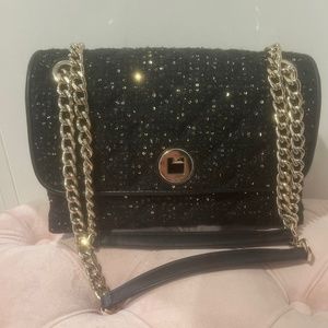 Kate spade black tweed shoulder bag